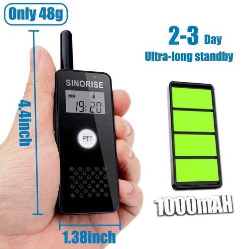 SINORISE Small Walkie Talkies, Two Way Radio with Earpiece & Mic Set Headsets for Restaurants, Sports & Outdoor Activities, Wearable for Hospitals & Tourism,3 Pack