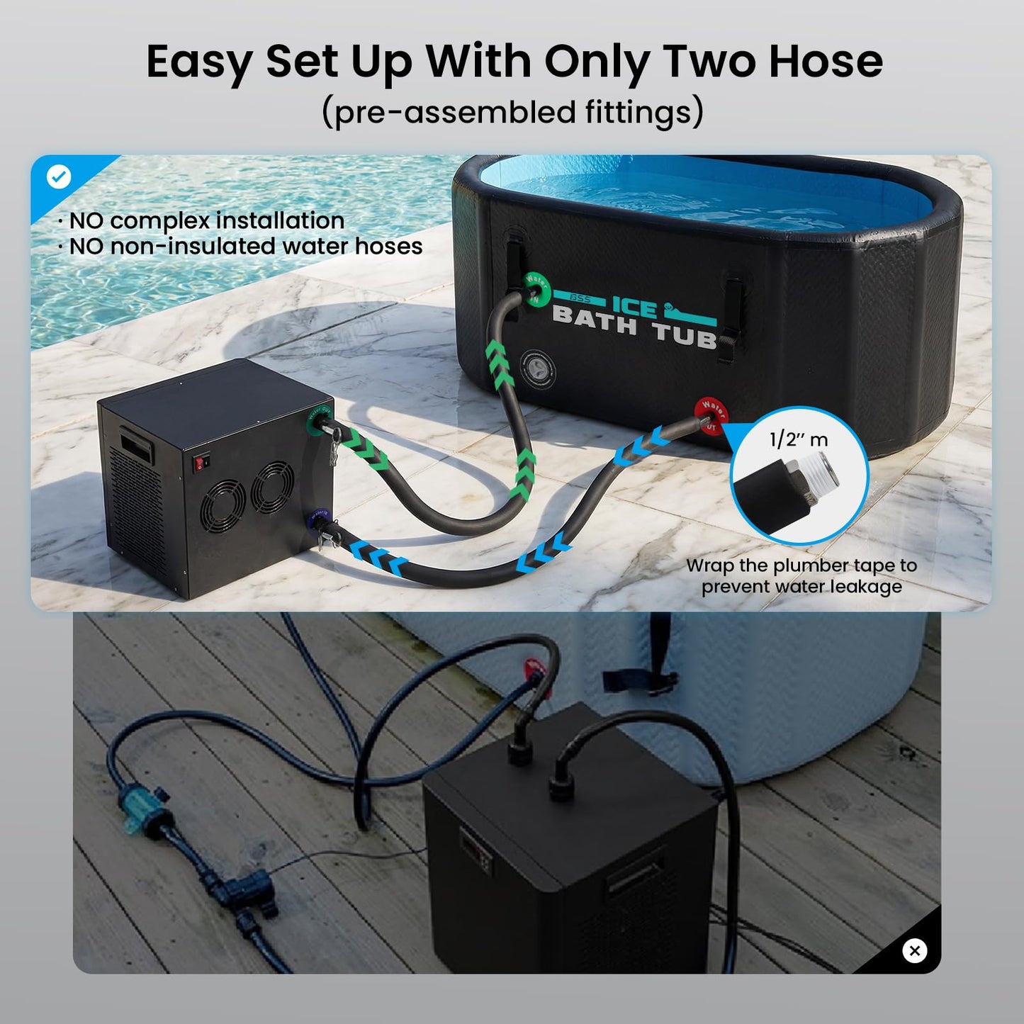 BAOSHISHAN 1/3 HP Cold Plunge Chiller for Ice Bath Tubs, Down to 42°F