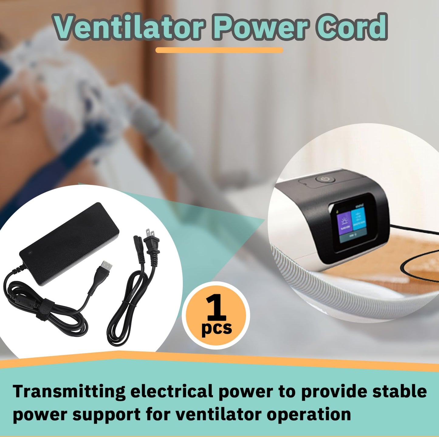 24V 65W Power Supply Charger Replacement Compatible with Resmed AirSense 11 CPAP, AirSense 11 AutoSet/AirSense 11 Elite/AirSense 11 CPAP Power Cord, E1399 39205 38828