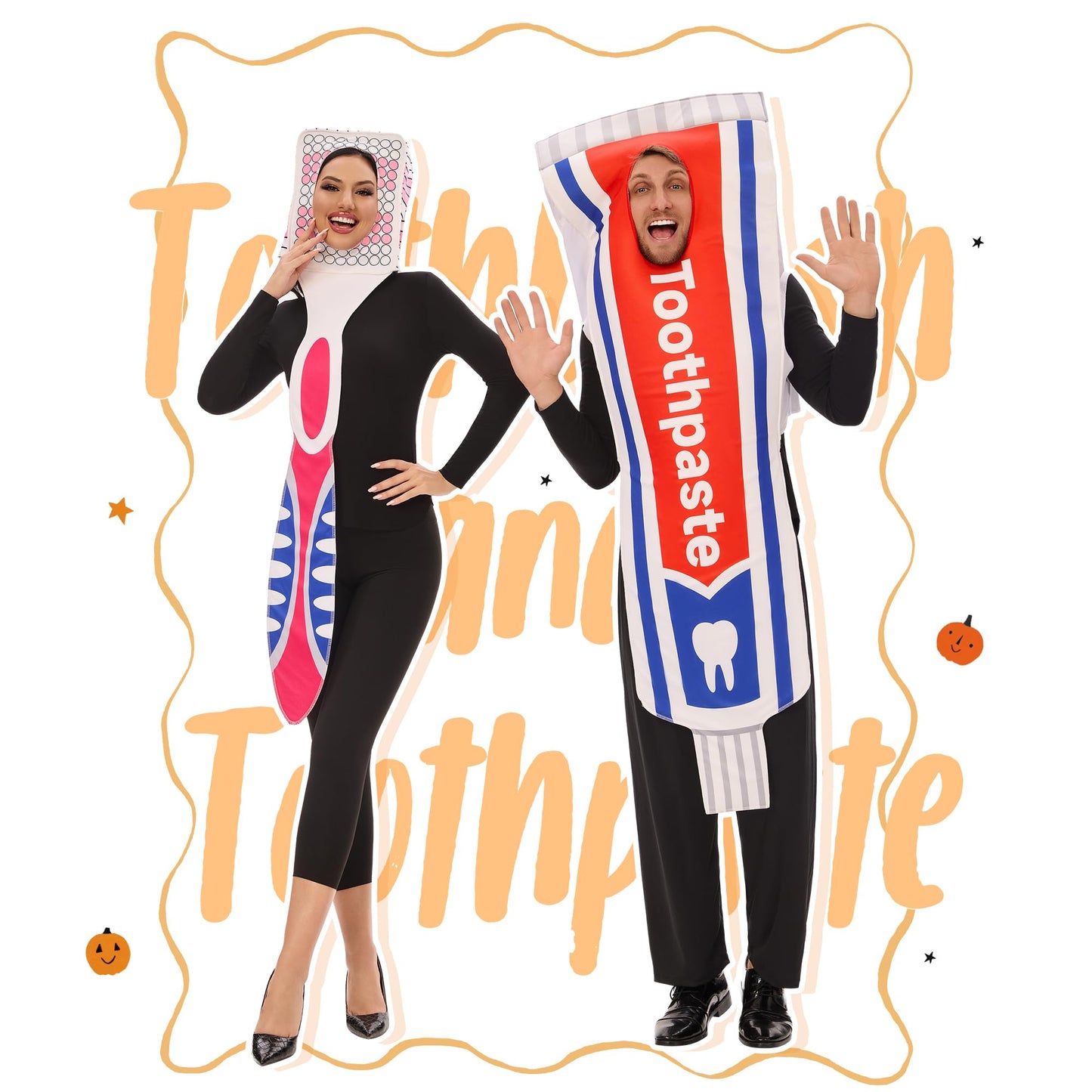 Funnlot 2PCS Couples Halloween Costumes for Adults Funny, Toothbrush and Toothpaste Couples Costumes Adult One Size