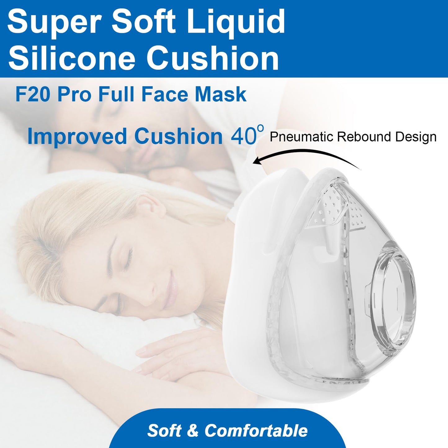 F20 Pro - Large Size - Complete Set Soft Mask,Secure Seal & Optimized Comfort with Advanced Silicone Cushion - Large