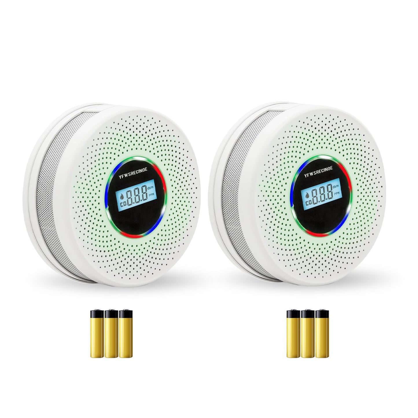 Yfwsrecinoe 2 Pack Upgraded Combination Smoke and Carbon Monoxide Alarm Detector, Dual Sensor Smoke Alarm&Carbon Monoxide Detector (Includes Battery)