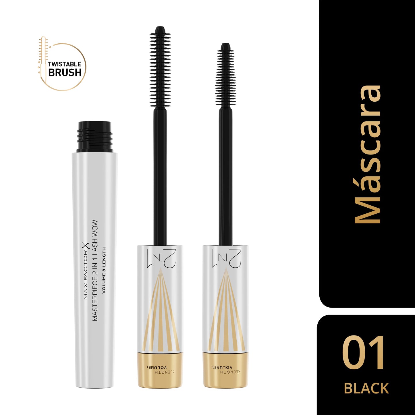 Max Factor Masterpiece 2 in 1 Lash Wow Mascara - Black