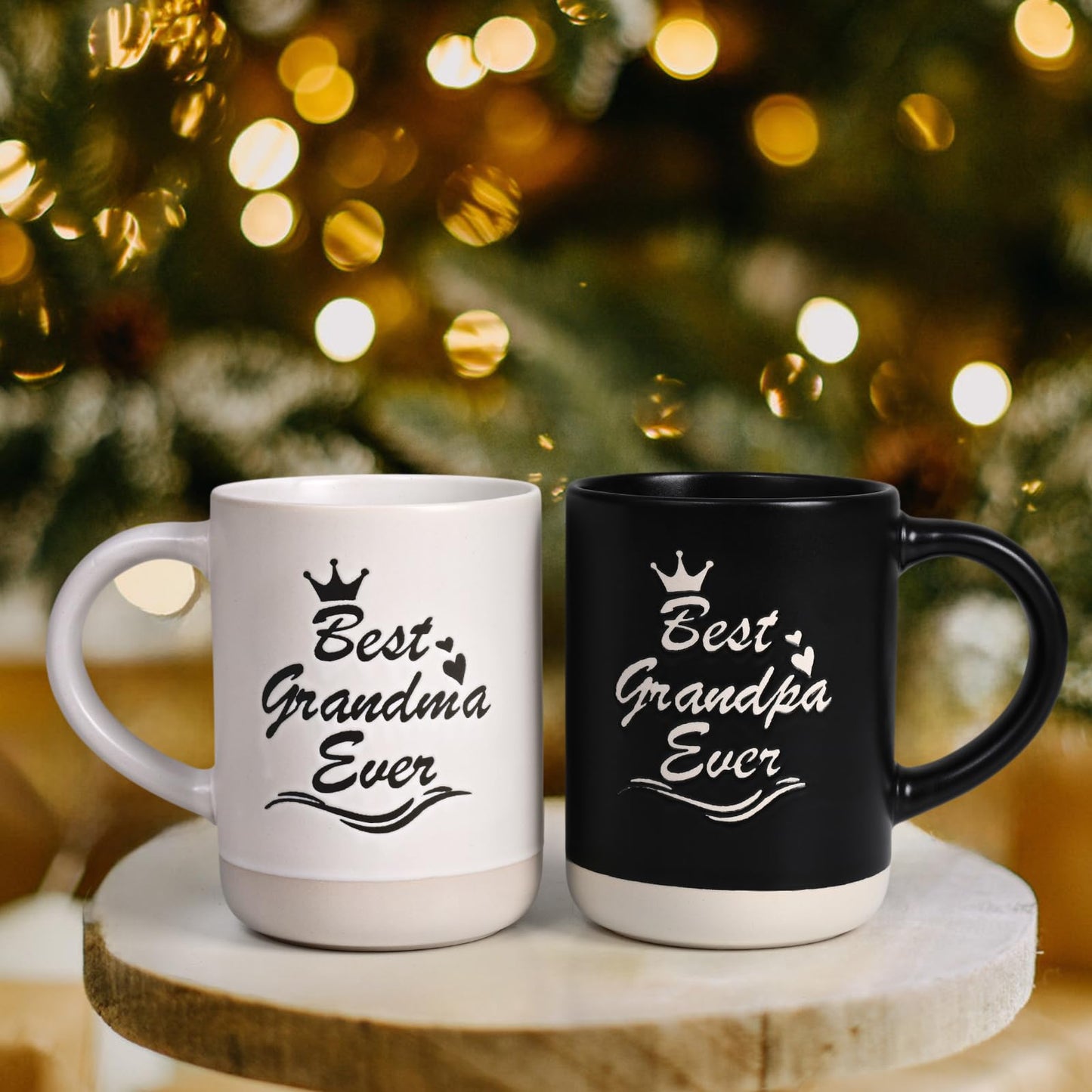 Cabtnca Best Grandma and Grandpa Mugs - Gifts for Grandparents From Grandkids, Christmas and Grandparents Day - 16 Oz