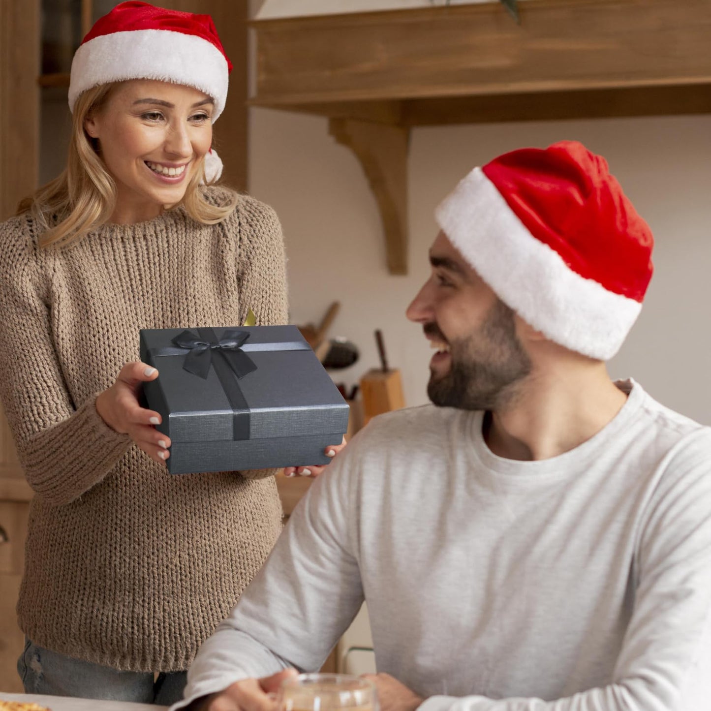 Black Gift Boxes with Lids, Set of 4 Nesting Presents Boxes for Gifts, Luxury Gift Wrap Boxes for Weddings, Birthdays, Anniversaris and All Gift Giving Occasions