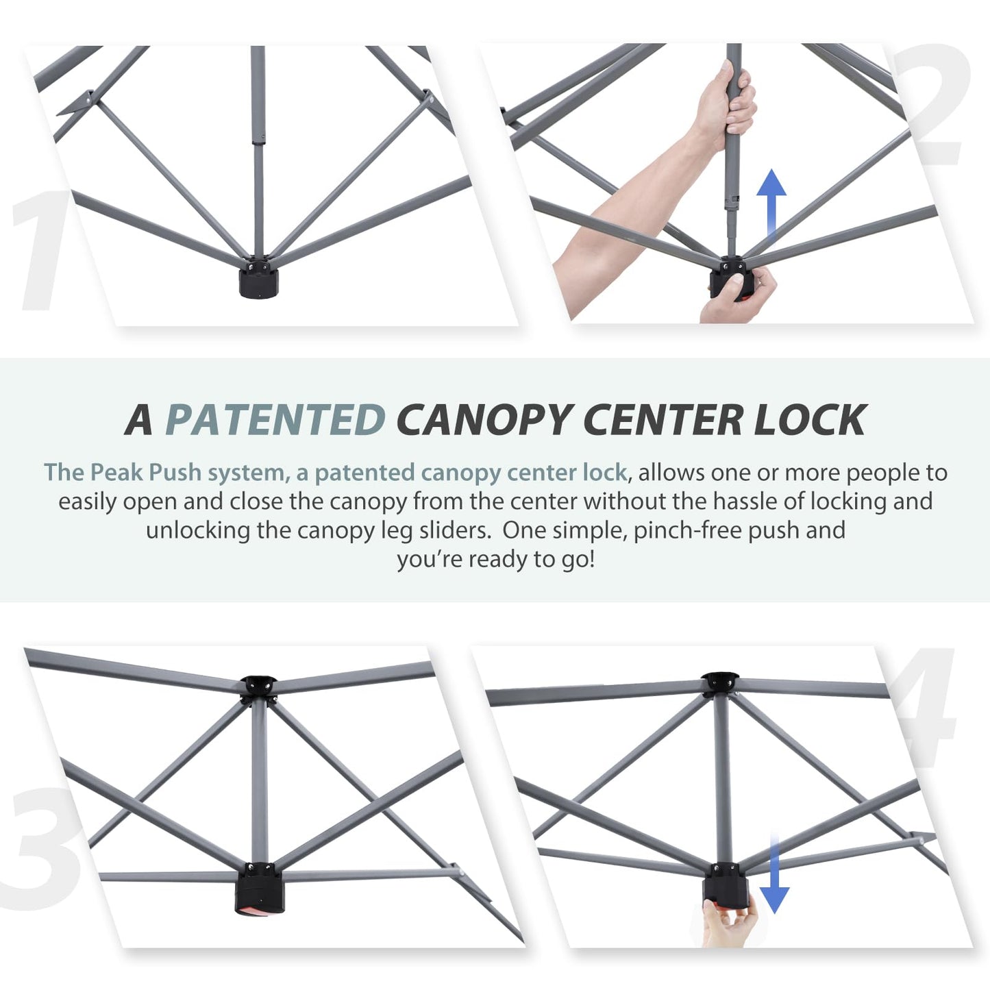 EAGLE PEAK 13x13 Straight Leg Pop Up Canopy Tent Instant Outdoor Canopy Easy Single Person Set up Folding Shelter w/Auto Extending Eaves 169 Square Feet of Shade (Light Gray)