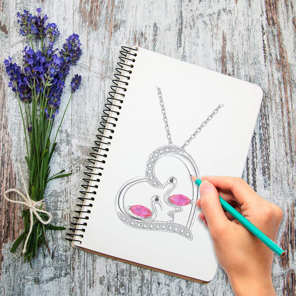 JUSTKIDSTOY Flamingo Gifts for Women 925 Sterling Silver Flamingo Necklace with Cubic Zirconia Pink Bird Jewelry Summer Birthday Gift for Girlfriend Daughter