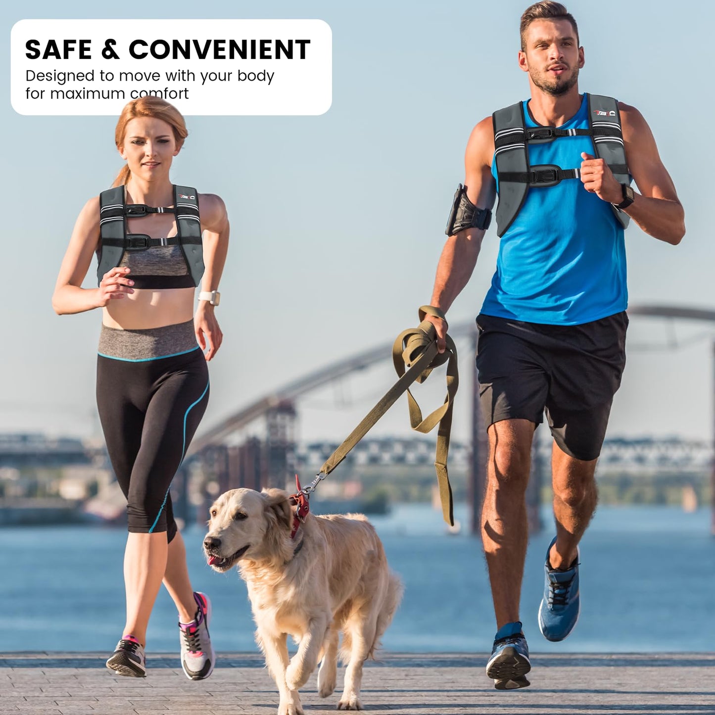 TB3C Weighted Vest with 12lbs Weights and Reflective Stripe, Weight Vest Men and Women for Workout, Strength Training, Running