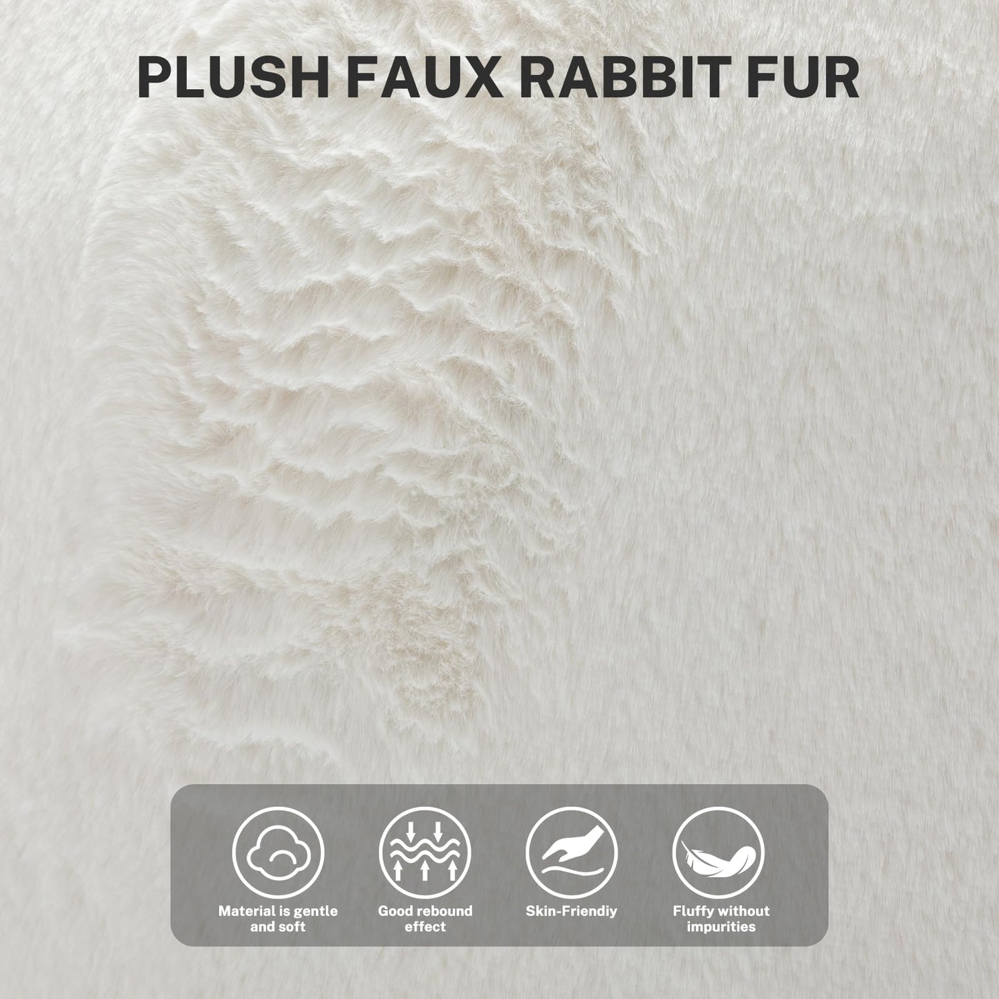 Giant Bean Bag Chair, Comfy Large Bean Bag Chairs for Adults and Kids, Fluffy Faux Rabbit Fur Floor Sofa for Living Room Bedroom Apartment, Beige