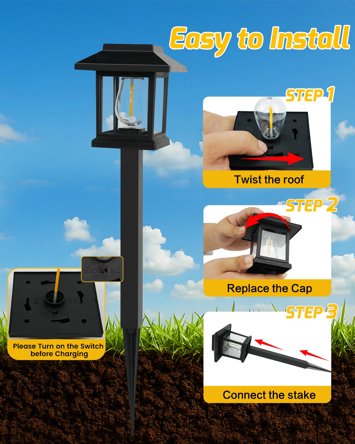 Albelt Solar Pathyway Lights Outdoor, 12 Pack Waterproof Solar Garden Lights with Auto On/Off, Landscape Lighting for Garden, Yard, Pathway, Patio, Driveway Decor
