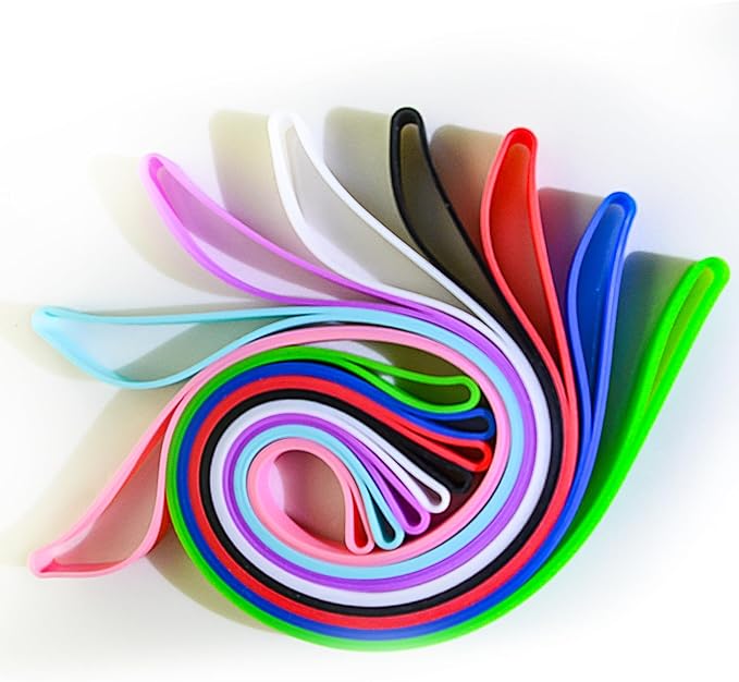 High Elasticity Silicone Bands 1cm x 30cm (8 Colors) - Reusable Stretch Rope for Beach Towel Tie Down & Trash Can Holder | Adjustable, Durable