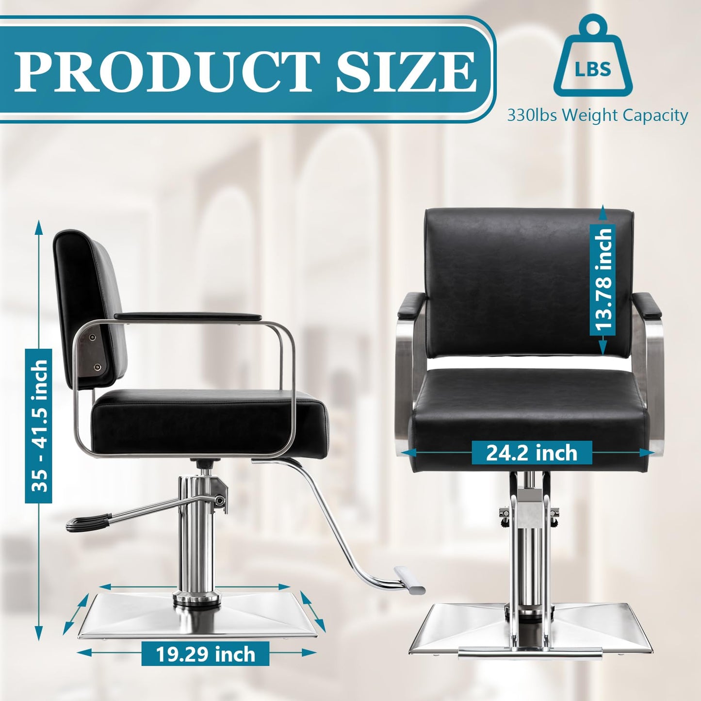 L'aimefois Hairdresser Barber Salon Chair - Comfortable Sitting，330 Lbs - with Heavy Duty Hydraulic Pump，360° Swivel Adjustable Spa Beauty Equipment，Hair Stylist Women Man for Barbershop，Home（Black）