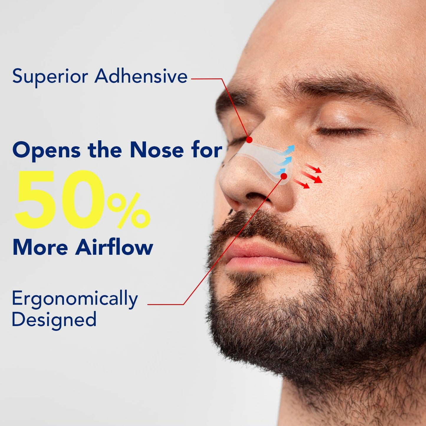 60 Pcs Nasal Strips for Snoring - Extra Strength Nose Strips for Breathing with Strong Adhesion - Sweat Resistant Design for All Day Use - Improves Sleep and Workout Performance - Clear