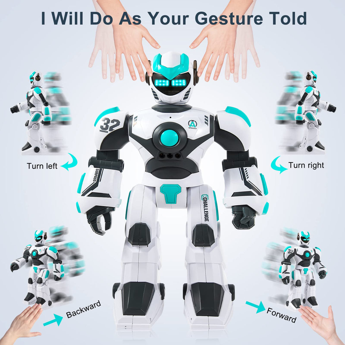 HPROMOT RC Robot Toy for Kids Remote Control Robot Toy, Smart Gesture Sensing Rechargeable & Programmable Robot Walking Dancing Singing Chirstmas Gift for 3-15 Years Old Boys Girls