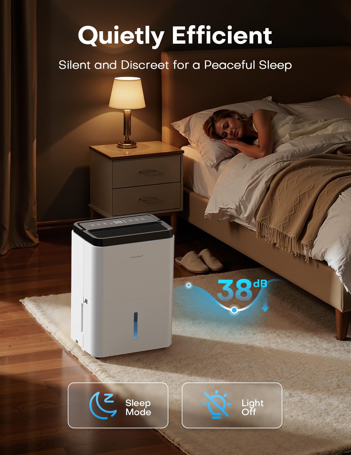 Dehumidifiers for Home Max 35 Pints, Compressor Dehumidifier with Drain Hose, Auto Mode, Dry Clothes, Two Fan Speeds, 24H Timer, Smart Humidity Control, for Bedroom, Basement, Bathroom, Home