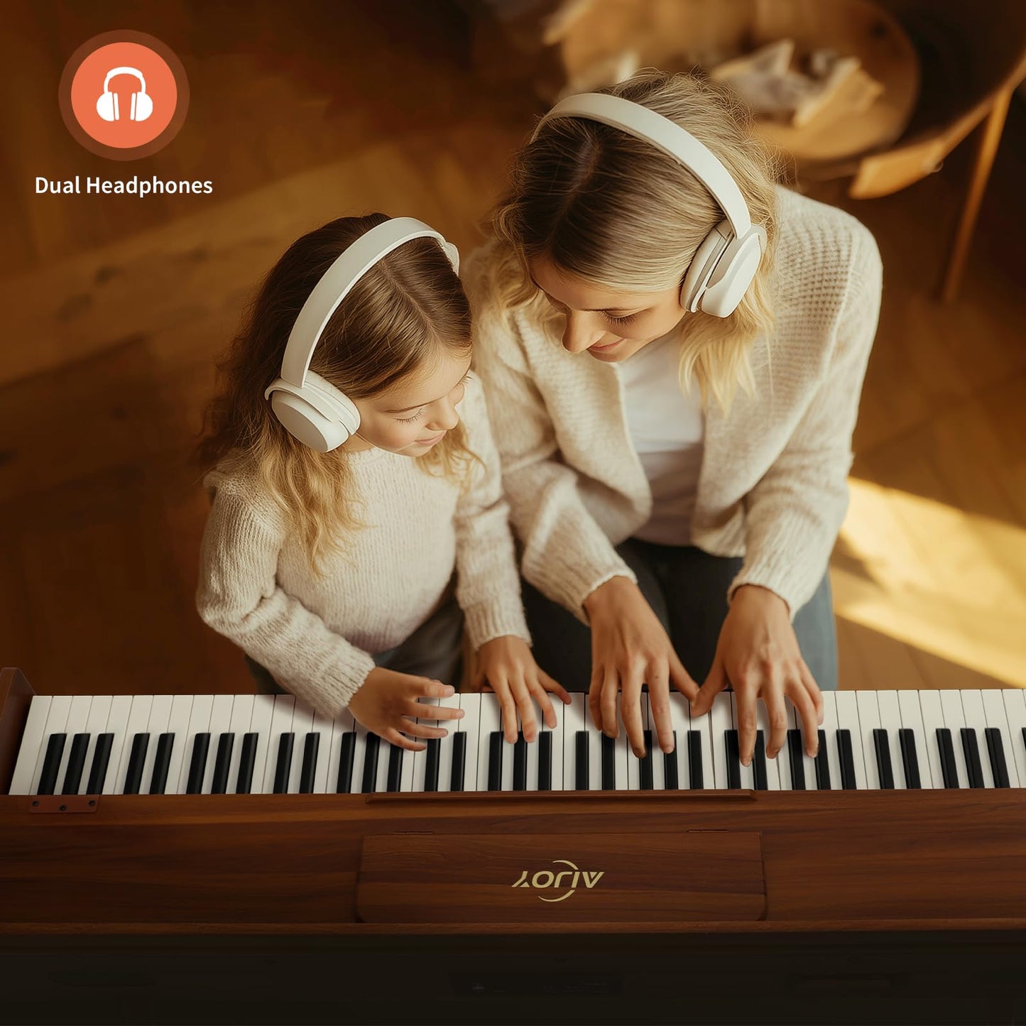 AiJoy 88-Key Weighted Digital Piano for Beginners – Realistic Hammer Action Full Size Desk Cover Electric Piano Keyboard with Triple Pedal, 20W Speaker, Supports USB-MIDI Connecting