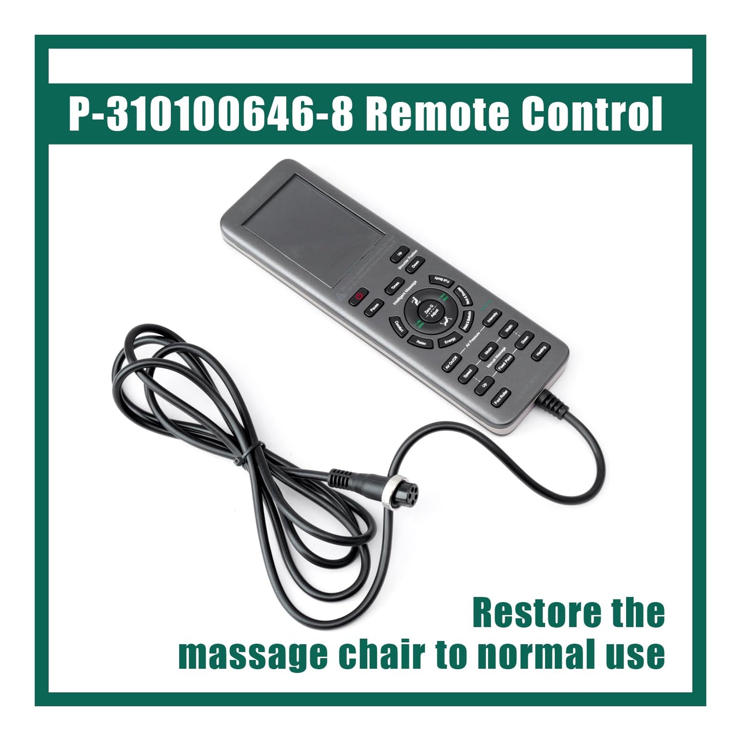 YUXIVCNE P-310100646-8 Remote Control Compatible with Insignia NS-MGC300BK1 NSMGC300BK1 NS-MGC300BN2 2D Zero Gravity Massage Recliner Chair, Replace P3101006468 Wired