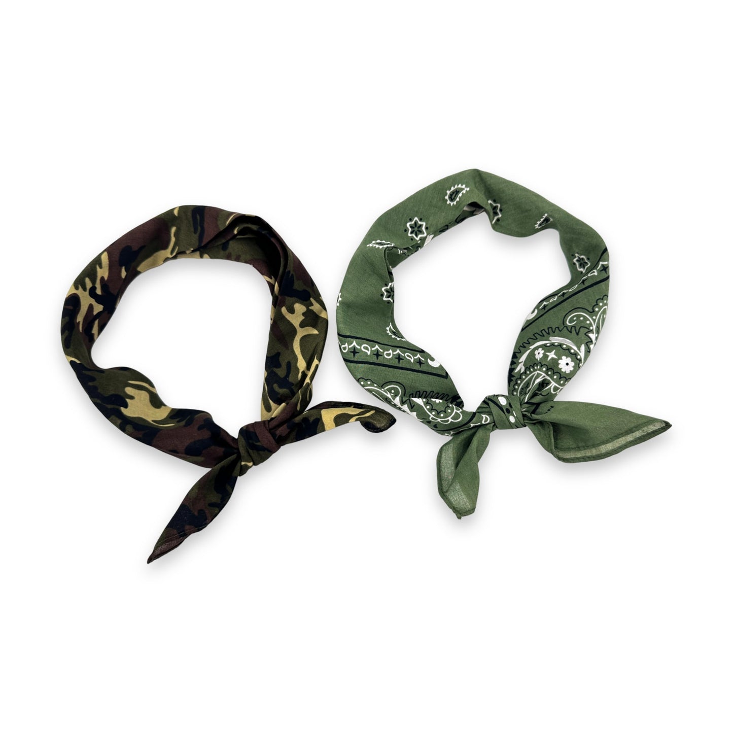 Vamqor Bandana Single Pack & Double Pack Cotton for Men and Women 22 Inch(Camo&Olive)
