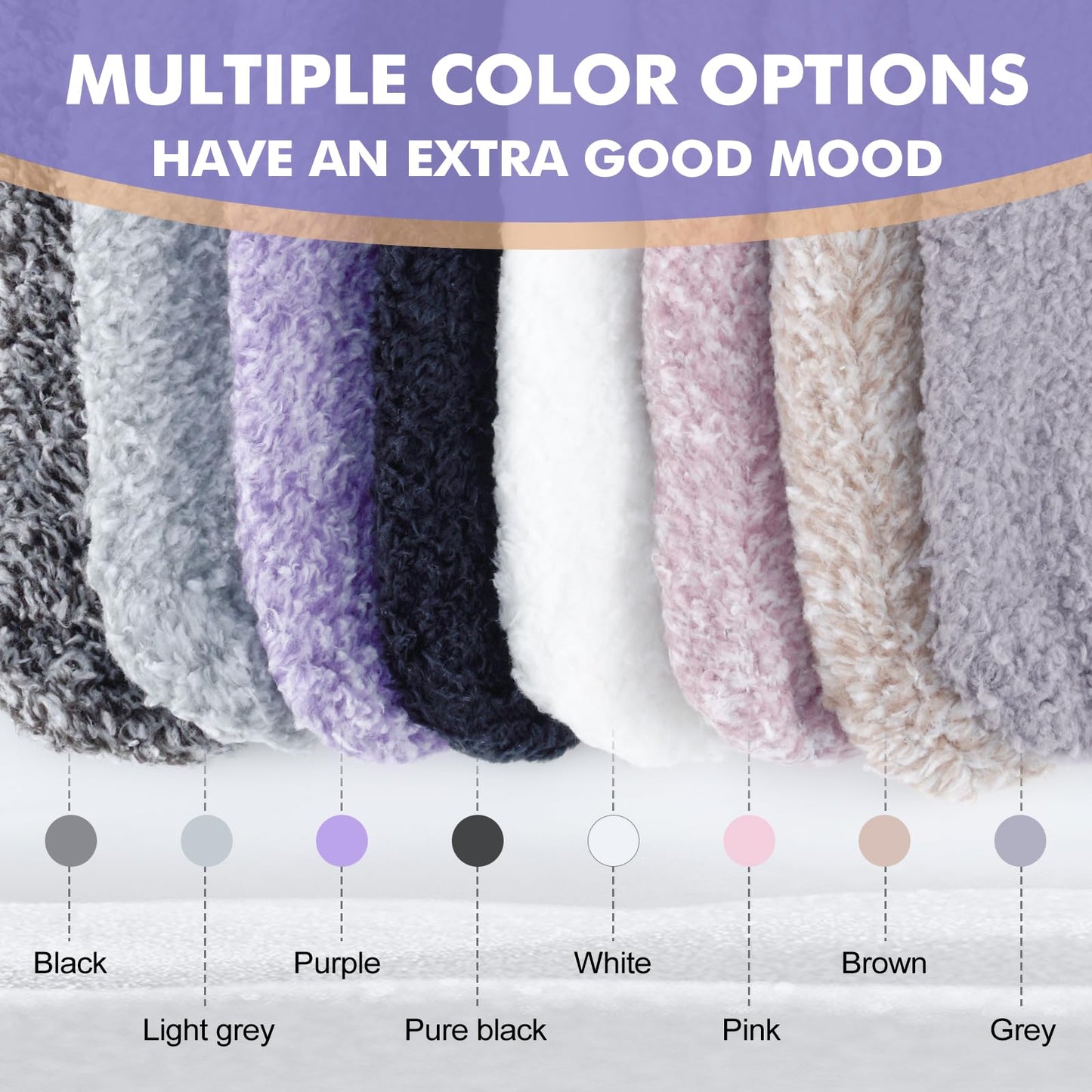 Revosoxs Fuzzy Socks with Grips for Women Men,Non Slip Hospital Crew Cozy Socks with Aloe Vera Perfume(Brown+Purple+Pink)