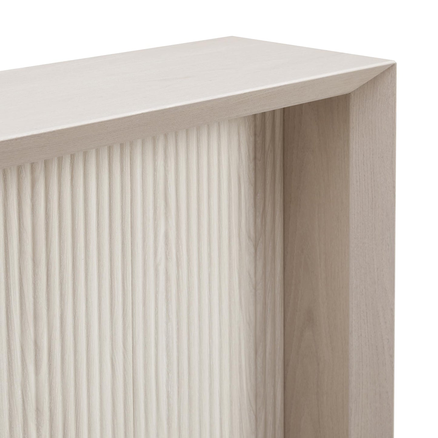 Henn&Hart 56" Fluted Wooden Rectangular Console Table Ribbed Entryway Table, Sofa Table for Entryway, Living Room, Couch, Hallway, or Office, Beech White