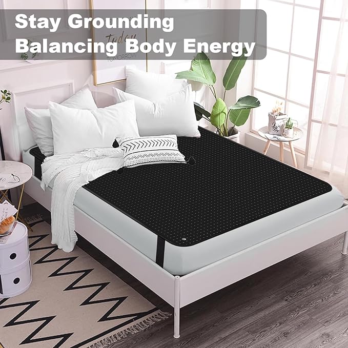 Grounding Mat for Bed,54 * 78 in Anti-SLP Pad PU Leather,Grounding Mat King Size with Grounding Tester Pen,Grounding Mattress Pad