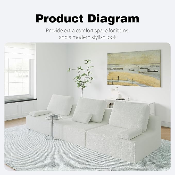 Sailret Oversized Modular Sectional Sofa, Foam-Filled Lazy Couch with Lumbar Pillow, Convertible Floor Sofa Set for Living Room Bedroom, Free Combination, Multiple Packs (1–6 Seats)