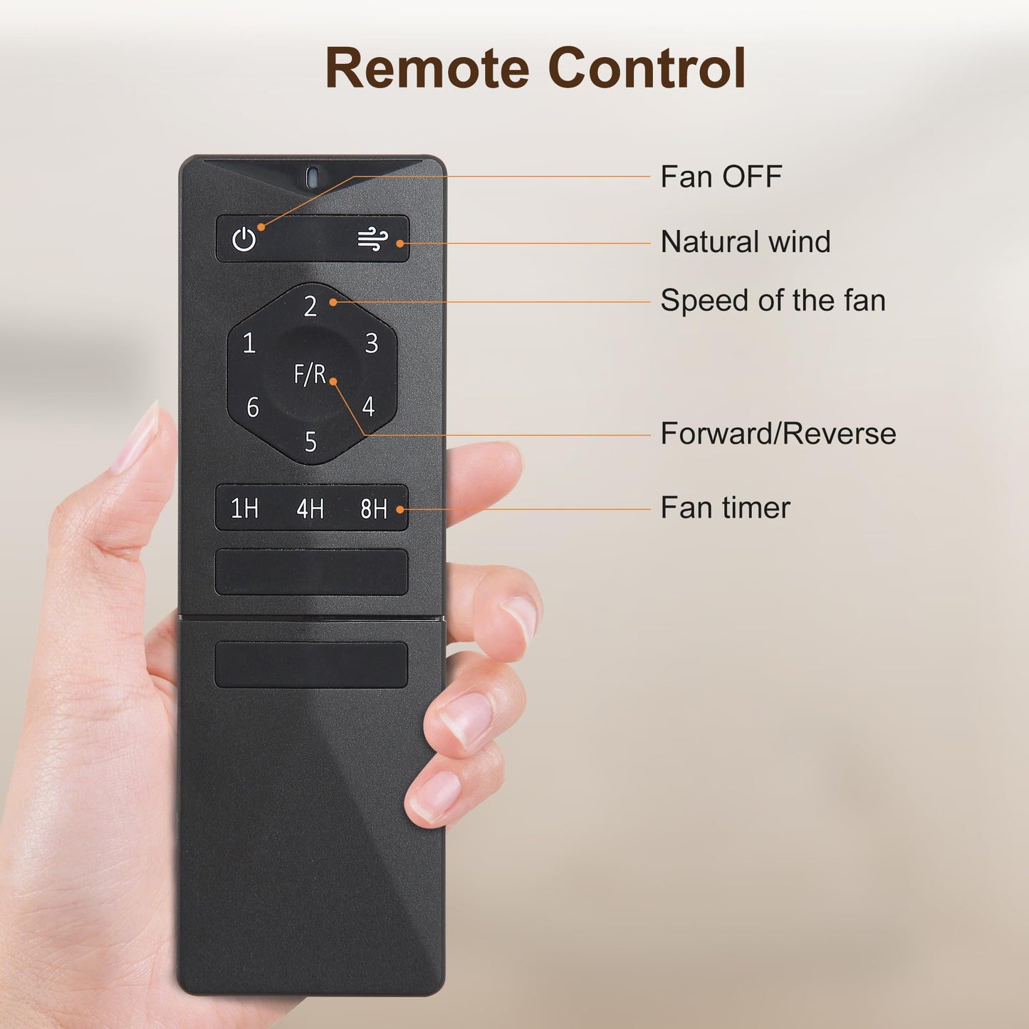 WINGBO 64 Inch Ceiling Fan without Light - 8 Plywood Blades, 6-Speed Reversible DC Motor, Noiseless Remote Control Ceiling Fan No Light for Bedroom Living Room Kitchen, Gold and Walnut/Black