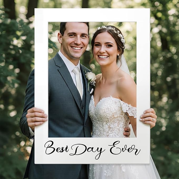 BreezeHug 32 x 24 Inch Large Wedding Quinceanera Photo Booth Prop Picture Frame DIY PVC Cutouts Photo Booth Prop Selfie fo...