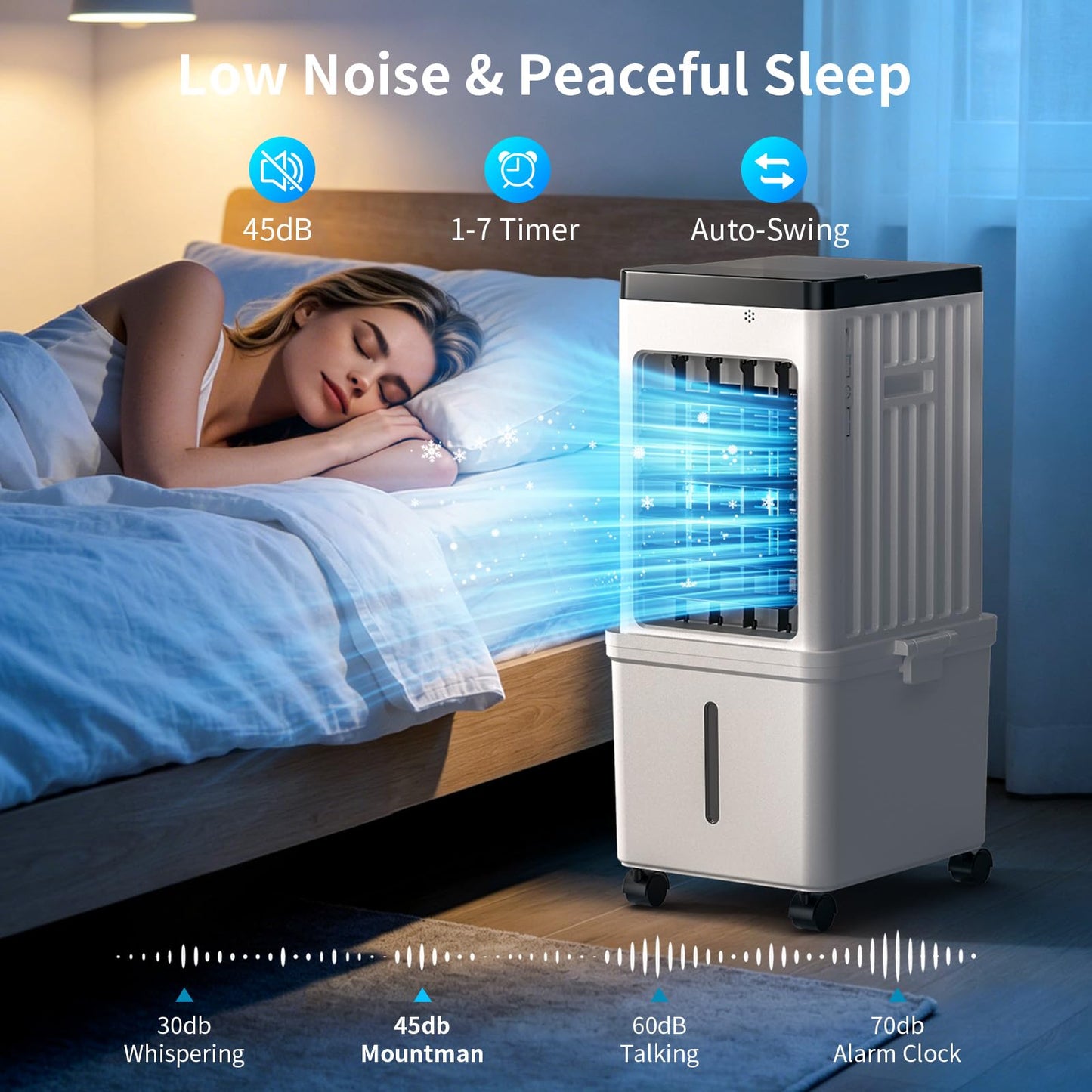 Portable Air Conditioners,Portable AC Unit with Removable 2.6 Gal Water Tank,Evaporative Air Cooler Windowless with Cool,Dehumidifier,Fan Modes&Sleep,Fast Cooling Portable AC for Bedroom Home Office