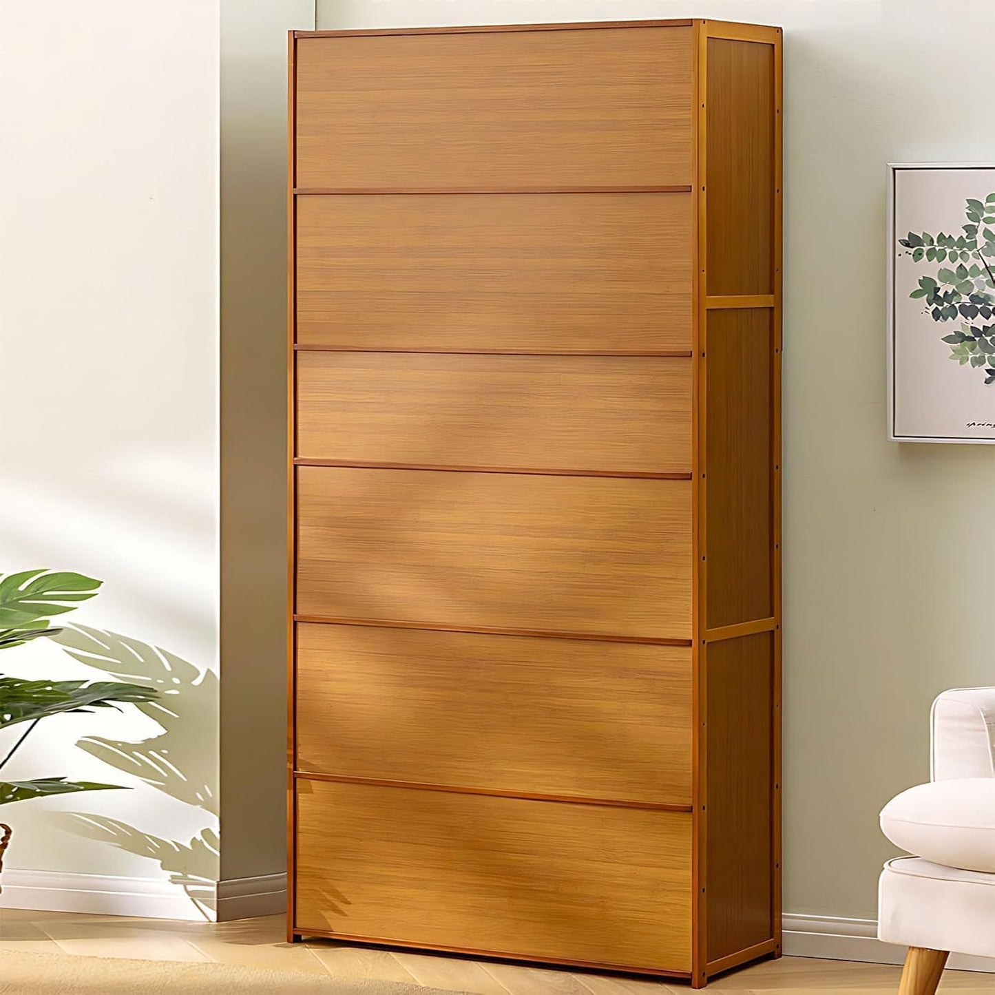 sasygfi Shoe Rack Organizer for Closet Entryway, Tall Shoes Cabinet with Acrylic Doors, 10-Tier 40 Pairs Bamboo Shoe Cabinet, Large Shoe Storage Cabinet for Hallway, Living Room, Bedroom