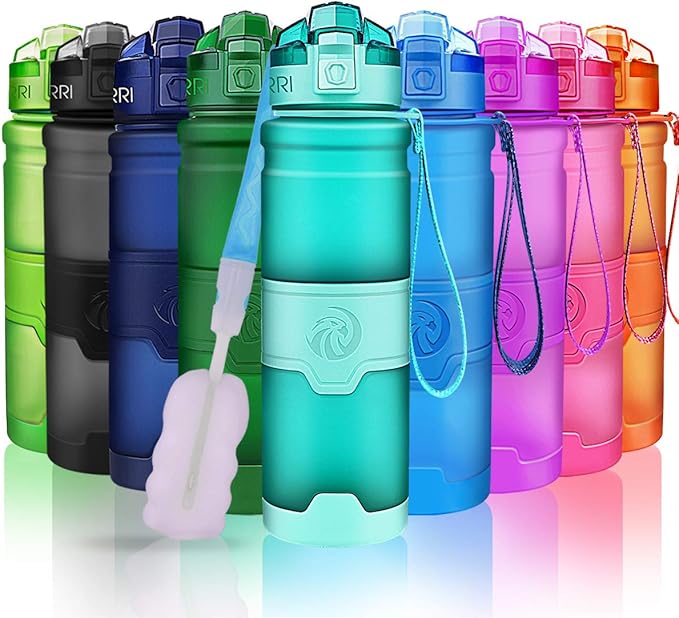 ZORRI Sports Water Bottle, 400/500/700ml/1L, BPA Free Leak Proof Tritan Lightweight Bottles for Outdoors,Camping,Cycling,F...