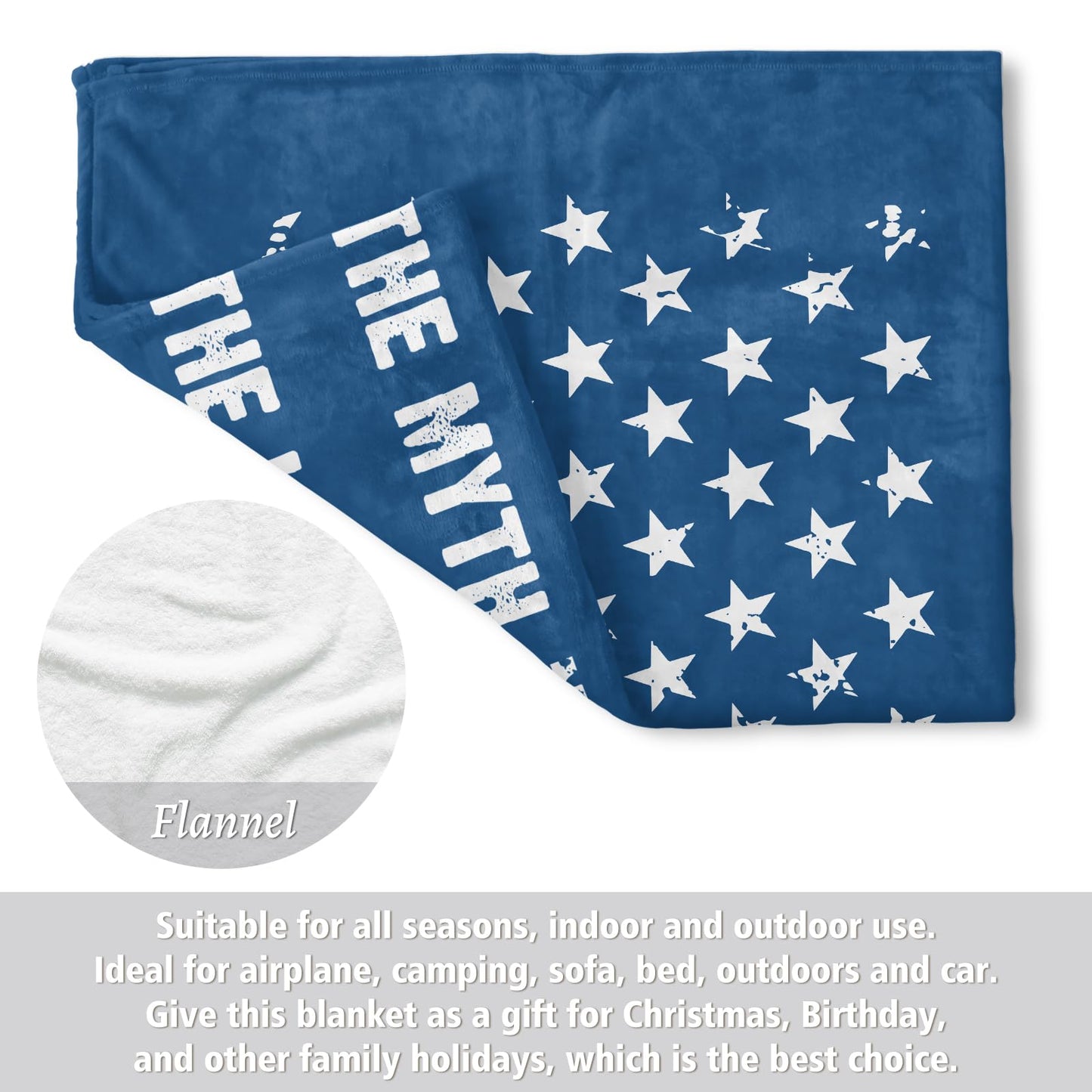 Craftique Birthday Gifts for Dad- Cool Flag Blanket with The Man The Myth The Legend- Dad Birthday Gift, Soft Blanket Throw for Bed Sofa Napping Camping, 60”×50”