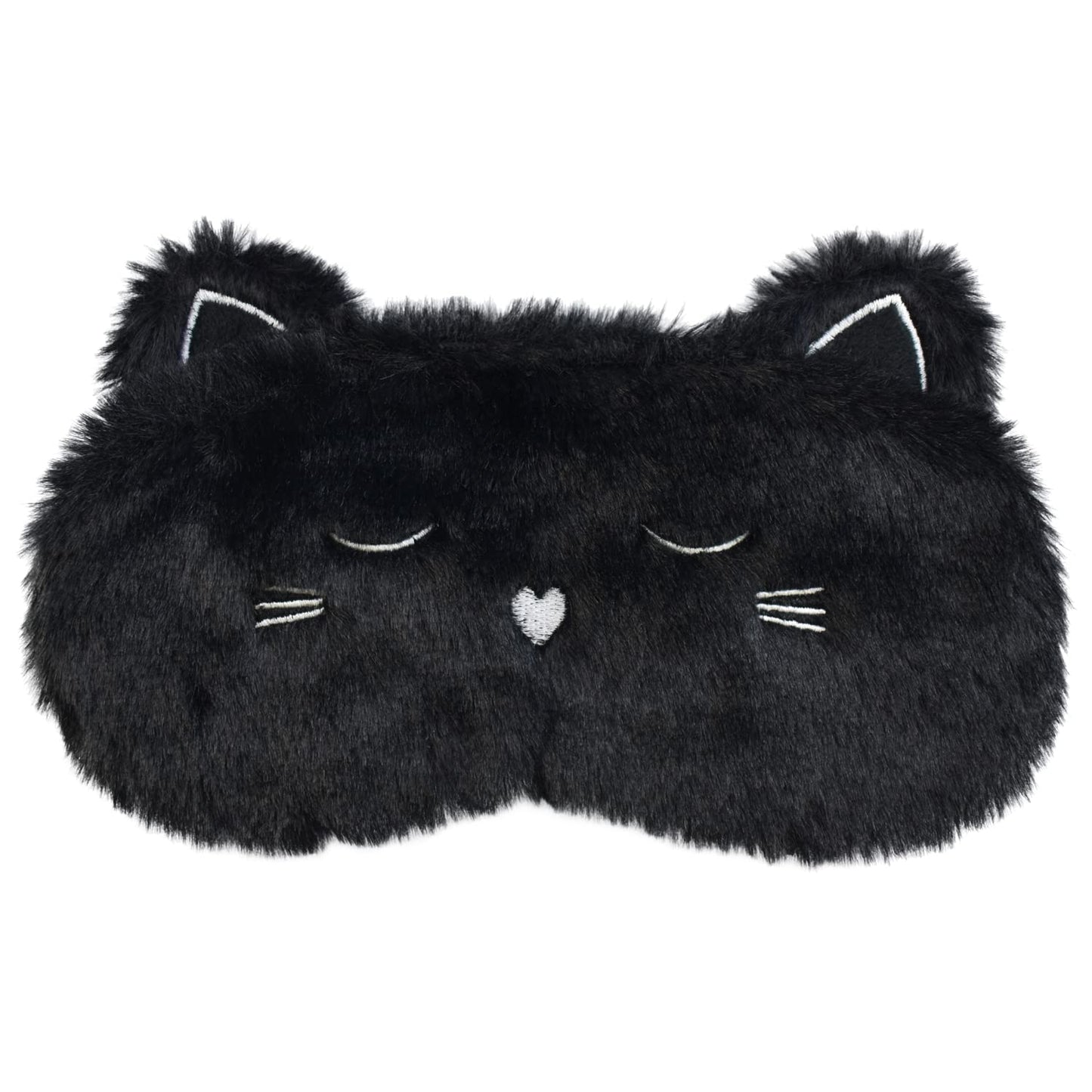 Ulbemoll Cute Sleeping Mask, Black Cat Soft Plush Fluffy Sleep Mask Men Cartoon Kittens Blindfold Novelty Eye Cover Eyeshade Shade for Kids Girls and Adult Travel (Black, Cat)