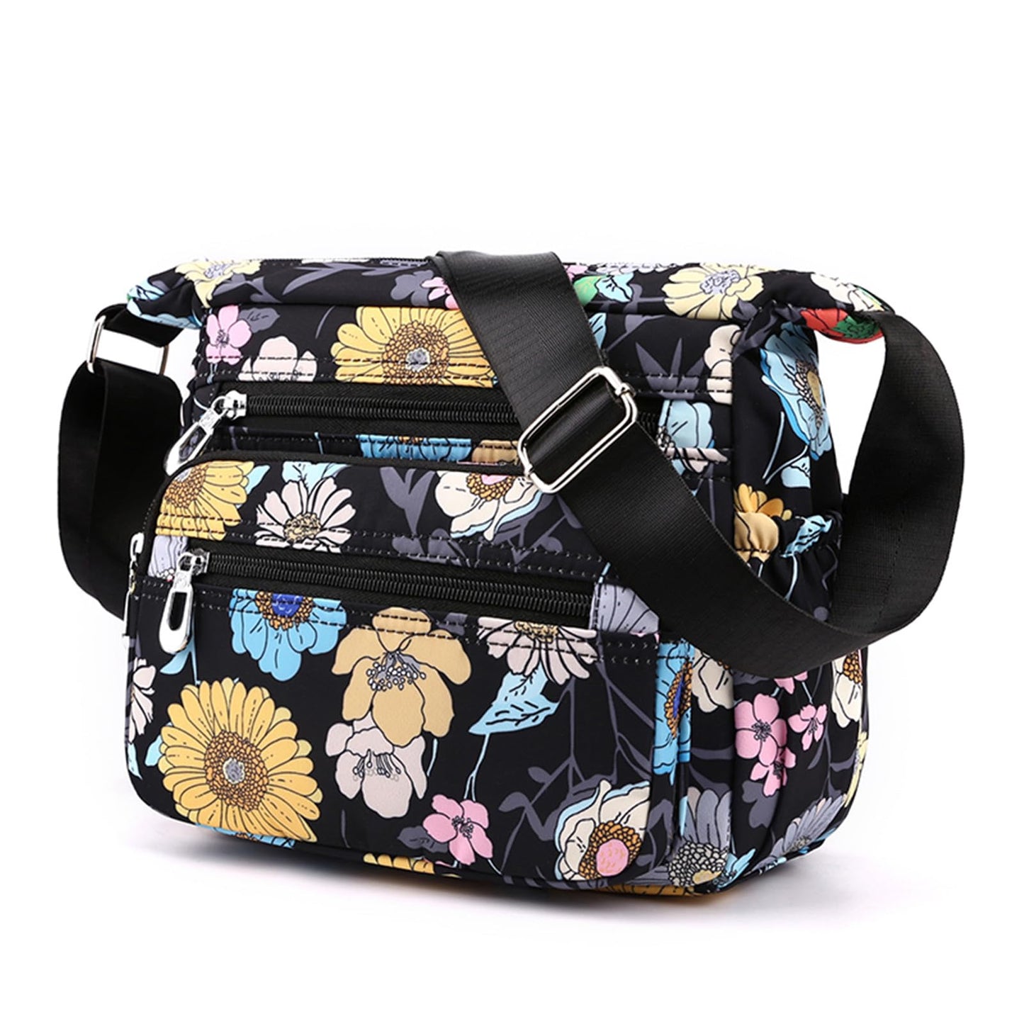 Wafybsre Crossbody Bags for Women, Medium Size Shoulder Handbags Satchel Purse with Multi Zipper Pockets (Galsang flower)