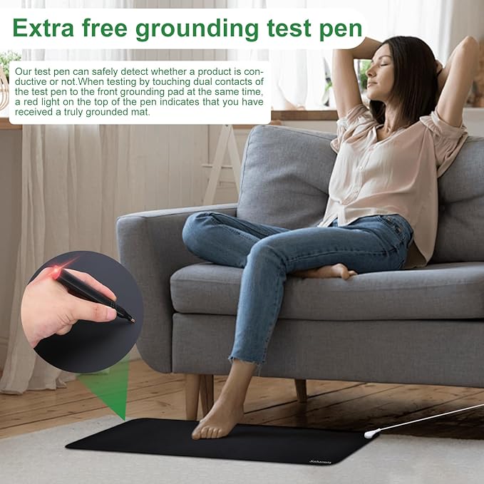 Grounding Mat for Desk & Bed - Sahanula Non-Slip Earth Grounding Pad, 10"x26.7" Balanced Energy Grounded Therapy for Improved Sleep, Reduced Inflammation, Stress Relief for Office, Home