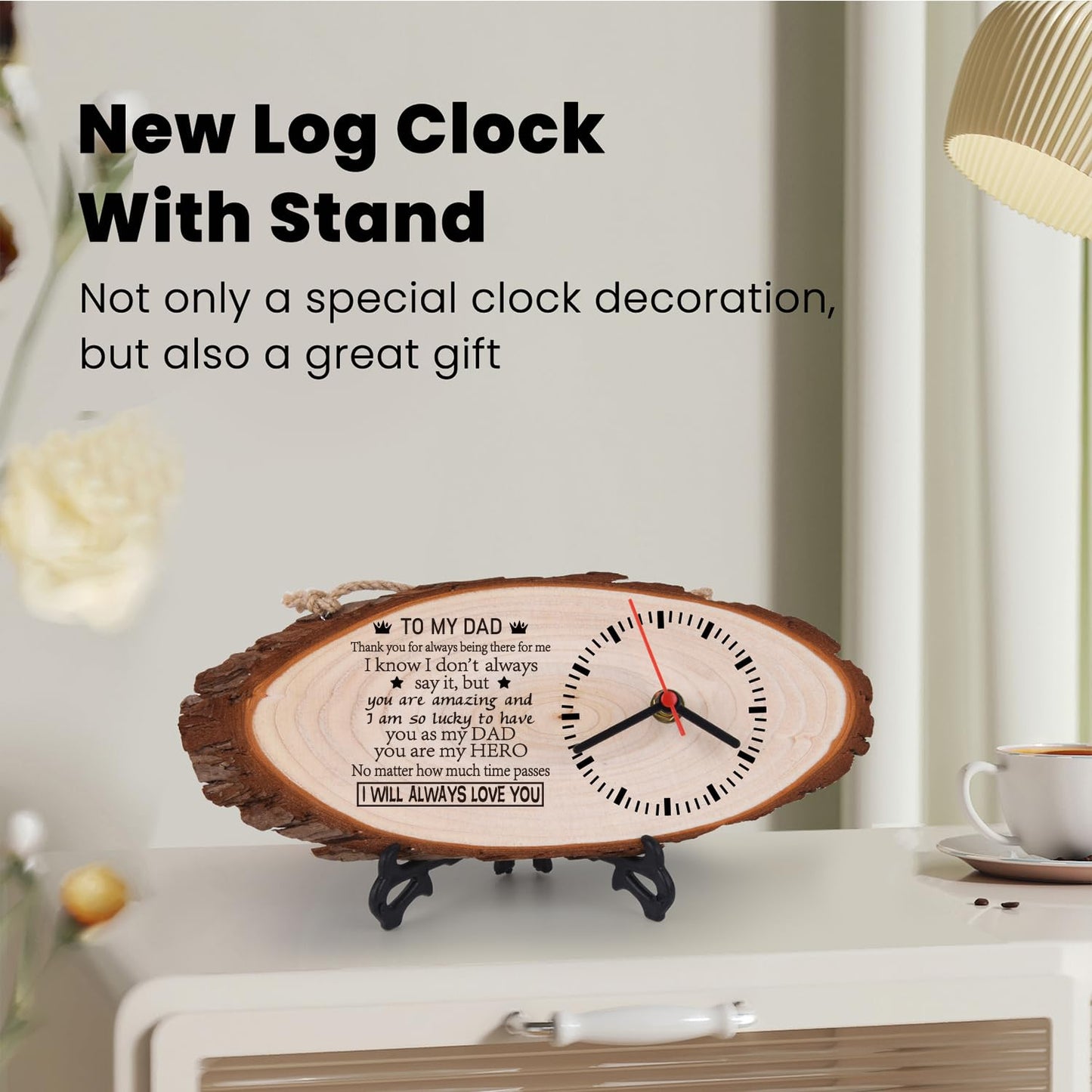 LJZTYX to My Dad Wooden Silent Wall Clock, Desktop Clock, Personalized Engraving Gifts, Birthday Gifts (Thank You Dad)