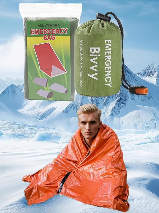 Sleeping Bags, 79''x35'' Dual-Sided Silver with Green Storage Pouch