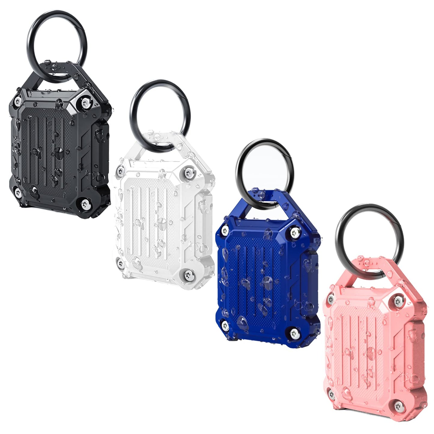 Dovick- Waterproof Keychain Holder Case Compatible With Airtag,Screw Full Cover Compatible With Apple Air Tag Tracker Key Ring (