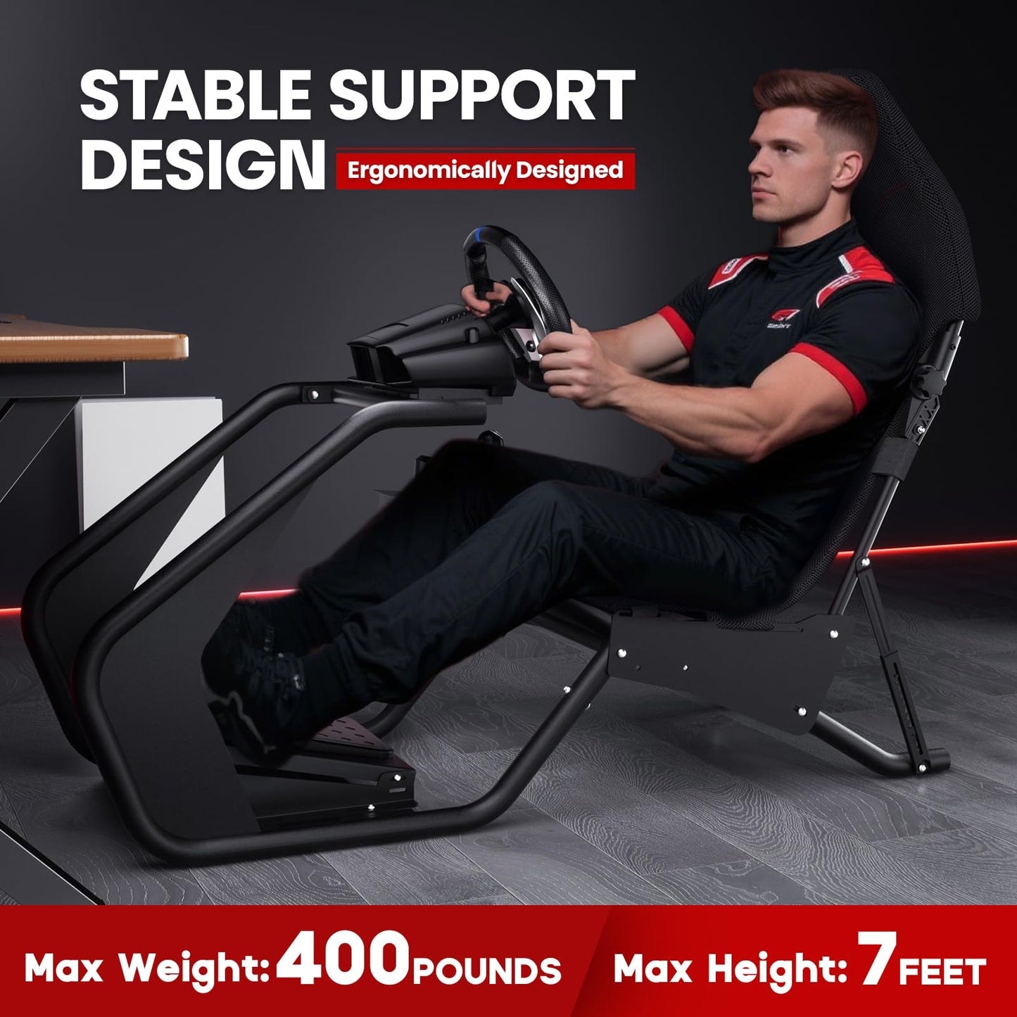 RACGTING Racing Simulator Cockpit with Seat for Logitech G29, G923, G PRO,RS50, Fanatec, MOZA R3, R9, R12 - Adjustable Sim Racing Cockpit with Shifter Mount for Immersive Racing Sim Setup