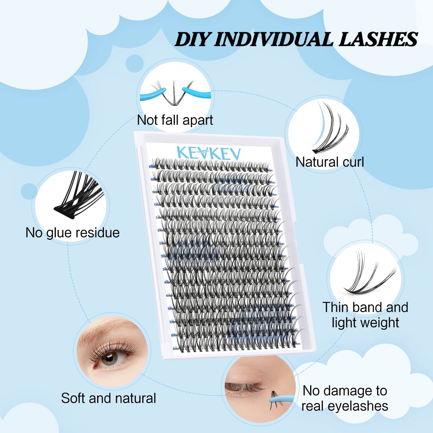 300 Pcs Individual Lashes Lash Clusters DIY Lash Extension Cluster Lashes that Look Like Eyelash Extensions Self Applicaton at H
