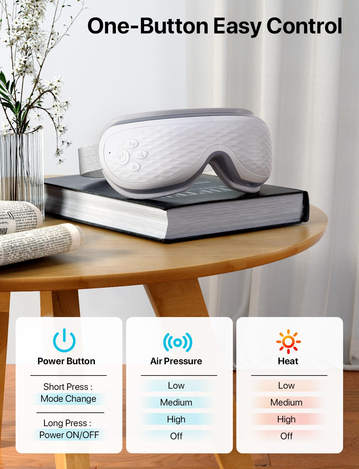 ALLJOY Eye Massager with Heat, Christmas Gifts for Women,White Elephant Gifts for Adults, Bluetooth Music Sleep Mask for Migraine Relief,Eye Strain, Dark Circles & Dry Eyes
