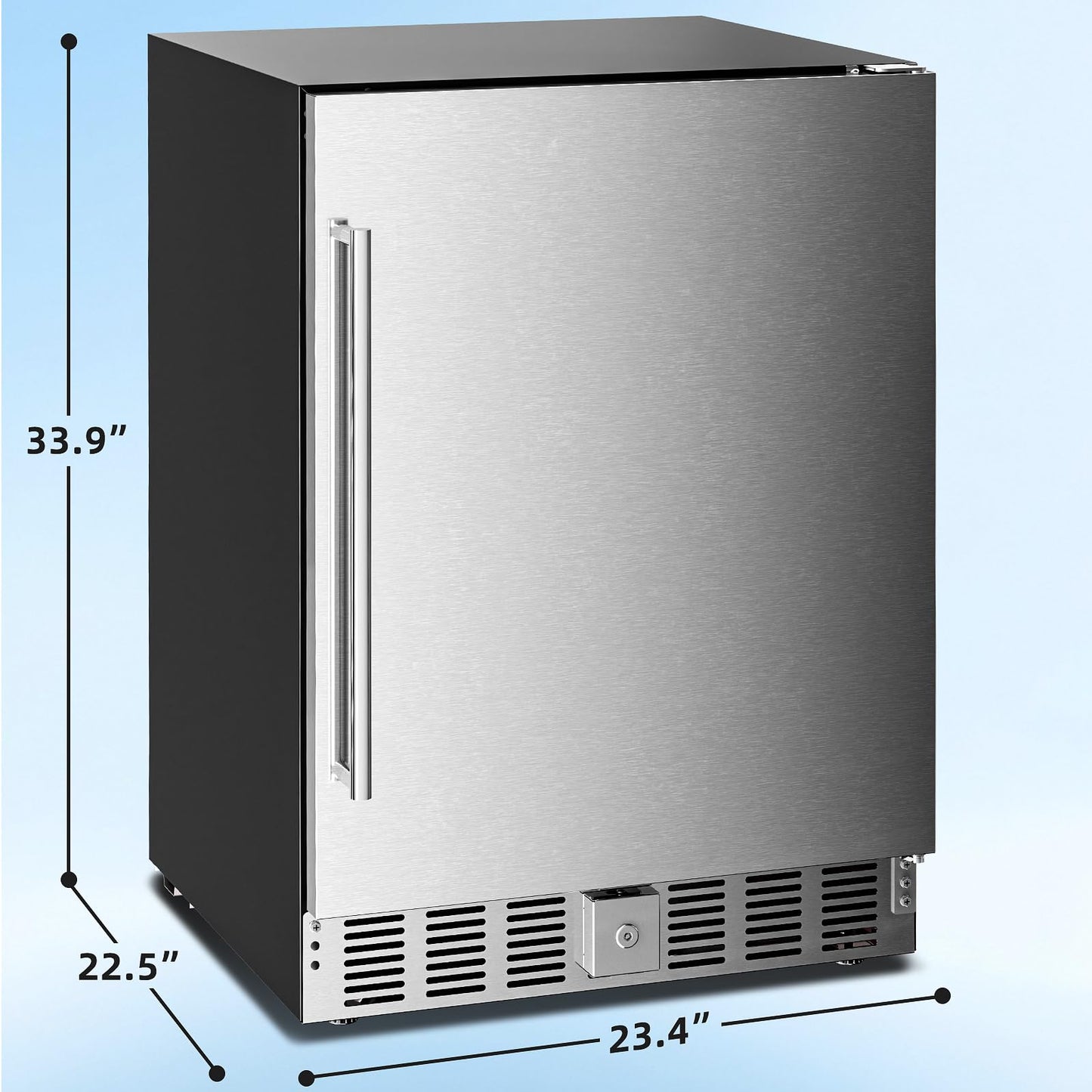 Antarctic Star 24 Inch Outdoor Beverage Refrigerator, 180 Can Stainless Steel Mini Fridge, Undercounter Built-in or Freestanding, Fast Cooling Low Noise Wine Cooler for Home Patio, 32-50°F