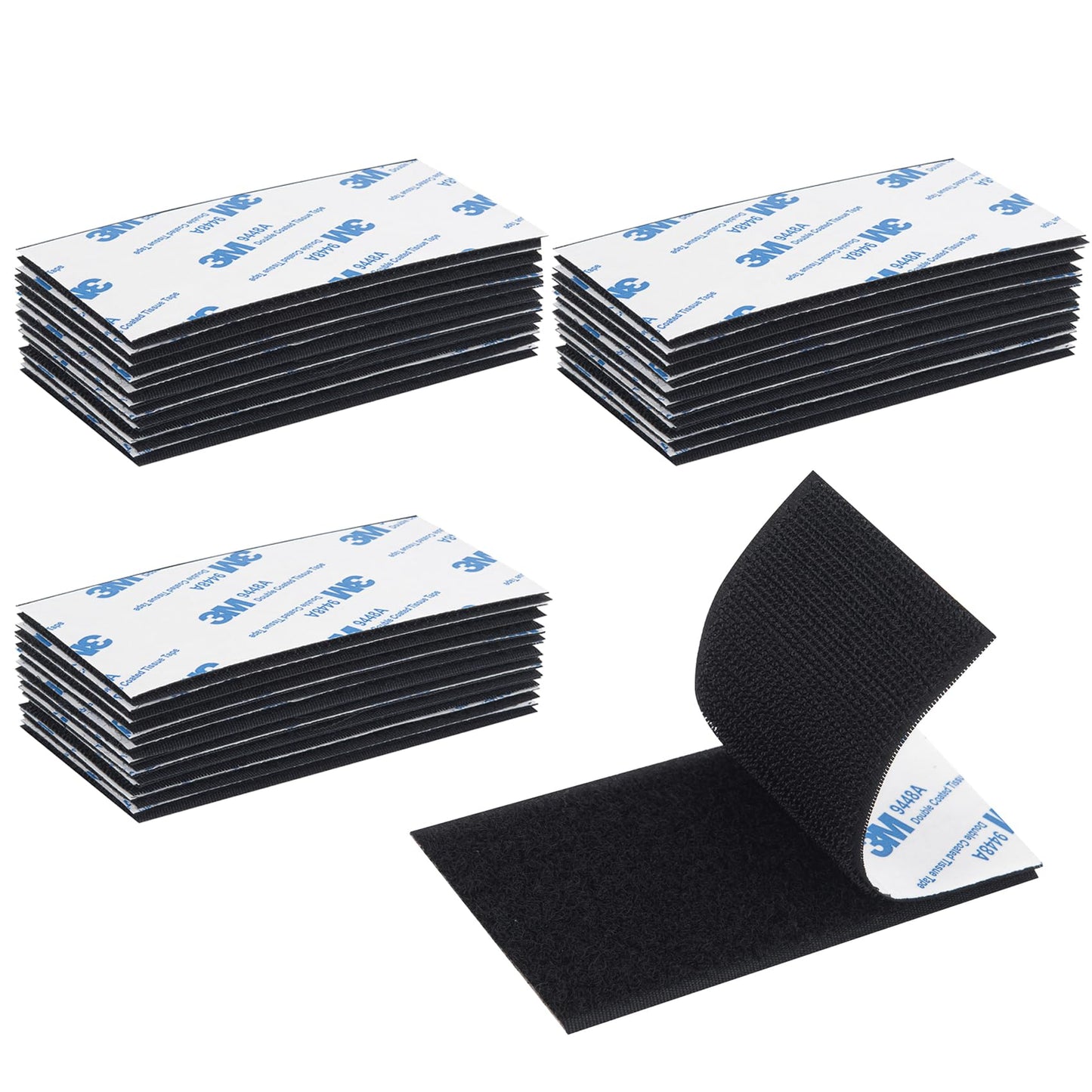Hook and Loop Tape 2in x 4in 30 Pairs, Slef Adhesive Interlocking Strip, Mounting Tape Heavy Duty Adhesion, Picture Hanging Strips Fastener, Double Sided Carpet & Rug Fixation