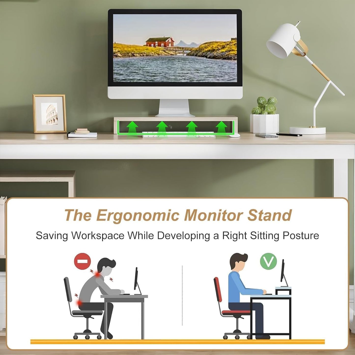 MaverickFurni 55 Inch Reversible L Shaped Computer Desk with 3 Drawers, Corner Desk with Storage Shelves and Removable Monitor Stand, White and Walnut