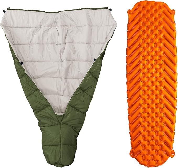 Sleeping Bag Topquilt with Inflatable Sleeping Pad, Warm Insulation Sleeping Quilt for Backpacking, Camping and Hiking