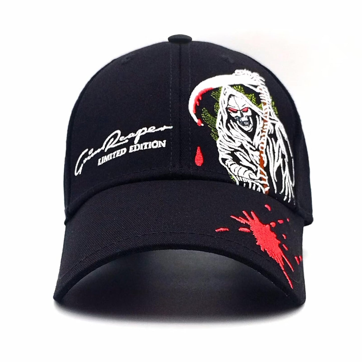 Tilgomedal Snapback Hats for Men Women Fashion Grim Reaper Skull Black Baseball Caps, Large-X-Large