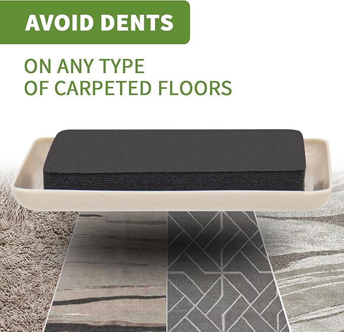 COVERCORNER Furniture Sliders for Carpet 8 PCS - 3 1/2 inch Furniture Moving Slider Chair Legs Floors Protectors Square Furniture Movers Sliders – Move Your Furniture Easy & Safely(for Carpet)