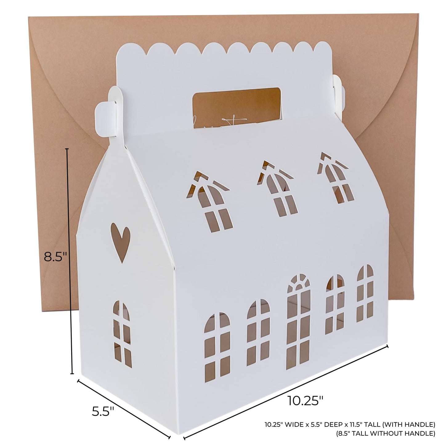 Karentology 10 Pcs Large Mansion House Shaped Gift Boxes for Treats, Dessert, Fancy Cookie, White Gable Bakery Packaging