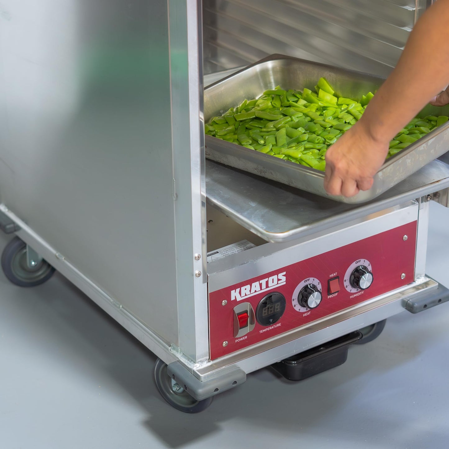 Kratos Full Size Commercial Non-Insulated Holding and Proofing Cabinet | Holds 36 Full Size Sheet Pans | Mobile | Clear Door | 120V, 1440W (28W-152)