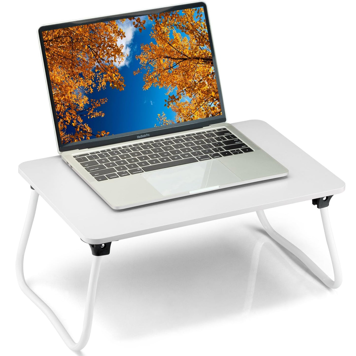 Komlyar Portable Lap Desk Bed Desk Lap Table Bed Table, Laptop Stand Breakfast Serving Tray, Foldable & Lightweight Mini Table, Lap Tablet Desk for Sofa Couch Floor - White